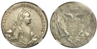 1 рубль 1766 г., СПБ TI AШ, в слабе ННР MS 61.