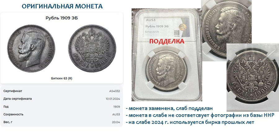 Замена монет в слабах ННР на подделки Замена монет в слабах ННР на подделки