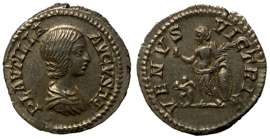 Отмытая монета (англ.Fully Cleaned.) Плаутилла, 202–205 годы, денарий.