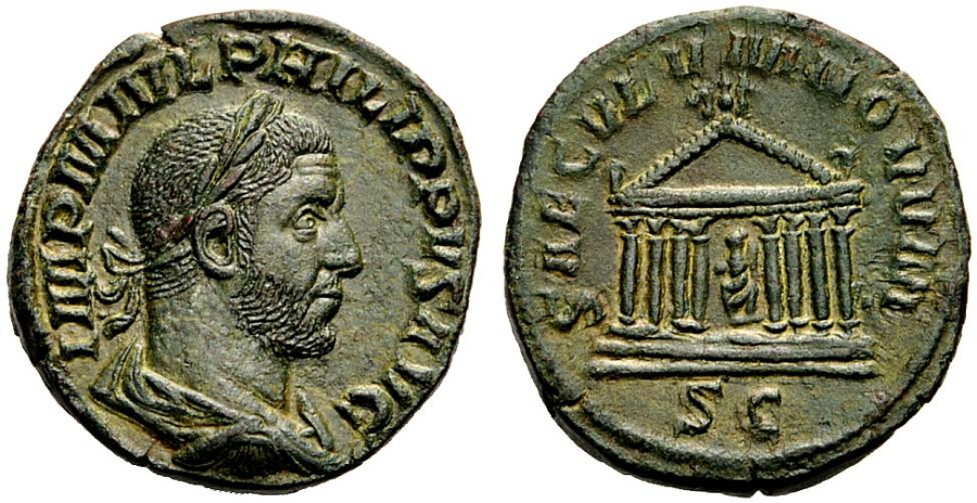 Патина (англ.Patina). Филипп I Араб, 244–249 годы, сестерций.
