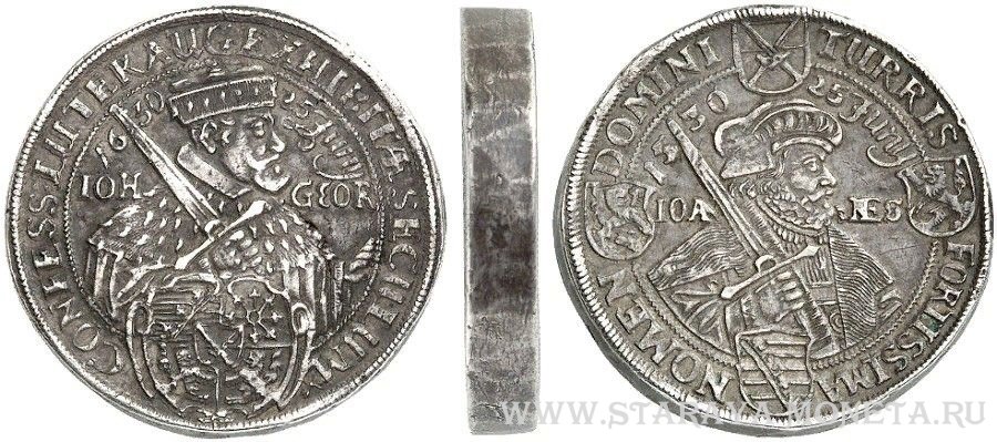 Саксония. Иоганн Георг I, 1615-1656. Пьефор - 4-кратный рейхсталер 1630 года, вес монеты 116,84 г.